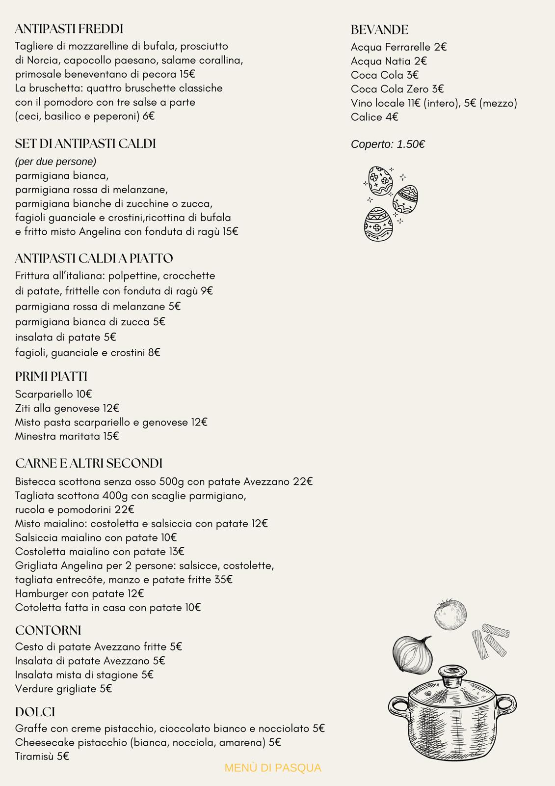 Menu À La Carte di Pasqua